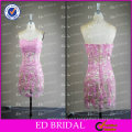 ED Bridal Sexy Short Style Sheath Pink Lace Appliqued Sweetheart Zipper Evening Dress 2017